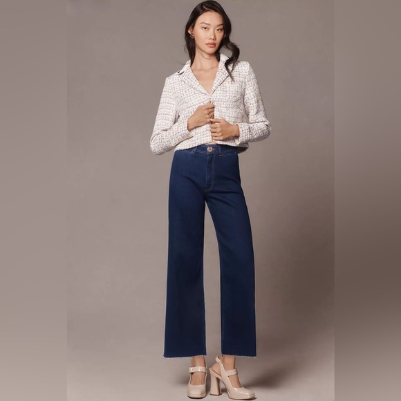 Maeve Denim - Maeve Ettie Dark Blue Flare Jeans- Anthropologie